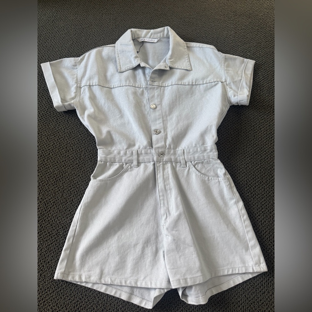 Zara light denim shimmer romper
